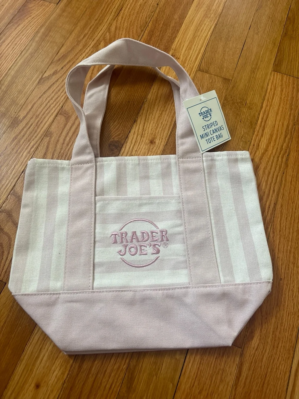 Pink Striped Canvas Mini Tote Bag